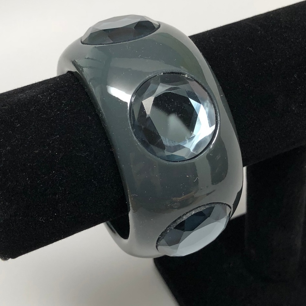 Gray Bracelet With Baby Blue/Gray Rhinestone